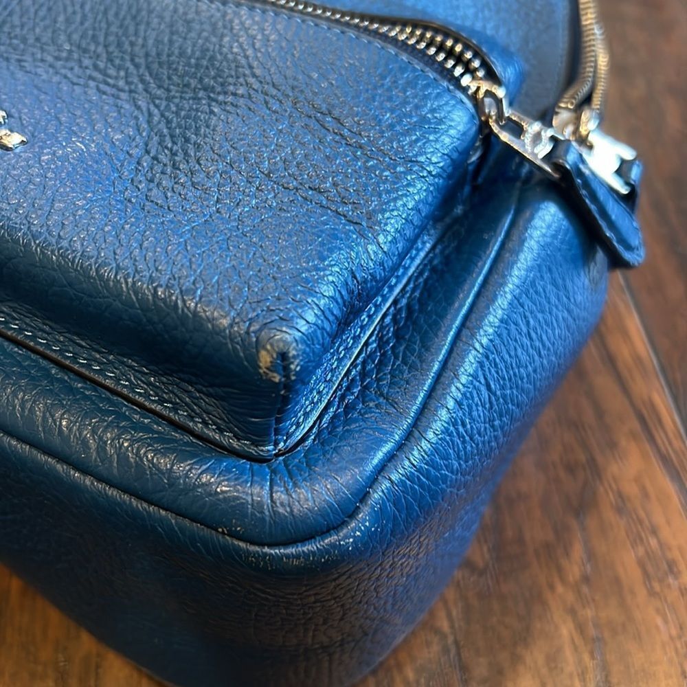 COACH Mini Charlie Backpack in Pebble Leather blue color used in GUC - Picture 3 of 11